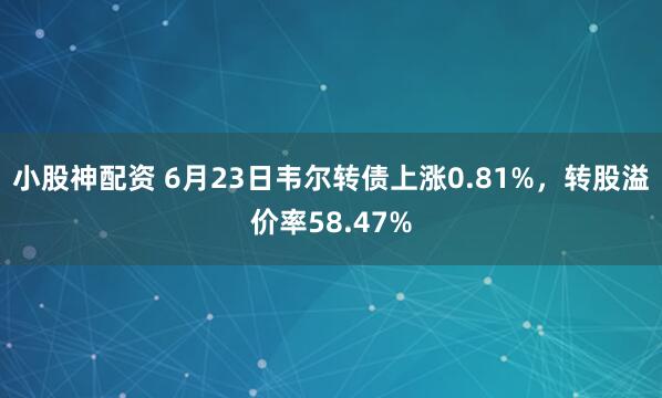 小股神配资 6月23日韦尔转债上涨0.81%，转股溢价率58.47%