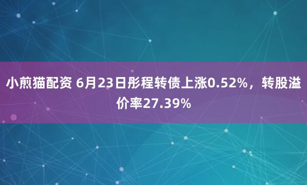 小煎猫配资 6月23日彤程转债上涨0.52%，转股溢价率27.39%